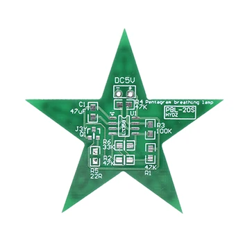 Комплект за Обучение на студенти САМ Kit Петолъчна Звезда Дишаща Светлина Градиентный Led Лампа за Коледното Запояване Обучение Червен Зелен Син