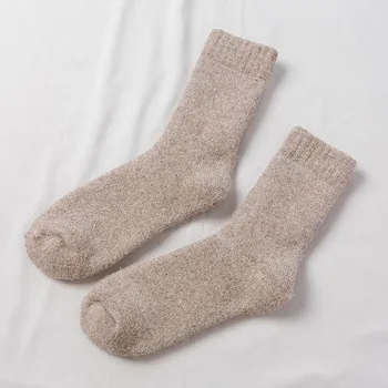 Зимни дебели вълнени чорапи, дамски ежедневни обикновена топлинна кадифени чорапи