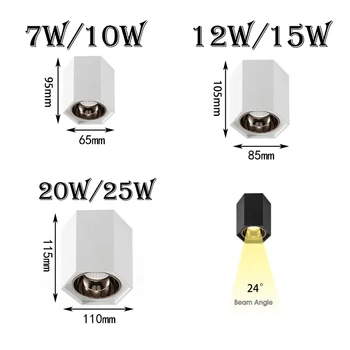 Димиране Шестостенния COB Тавана led лампа Безплатна Комбинация от 7 W 9 W И 12 W 15 W 20 W 25 W AC85-265V Повърхностно вътрешно осветление