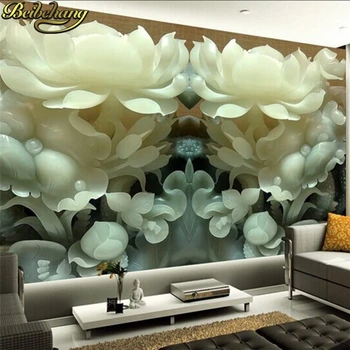 Beibehang тапети Китайски нефритови лотос 3D стереоскопичен ТЕЛЕВИЗОР фон тапети за хола спални 3d фото тапети